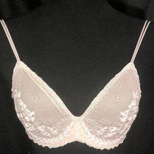 Victoria’s Secret Angels Soft Grey & Blush Lace Bra Underwire Lined No Padding